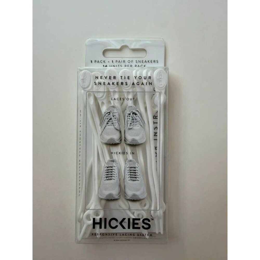 Hickies No-Tie Elastic Shoe Laces Responsive Lacing System Solid White - 14 Pack